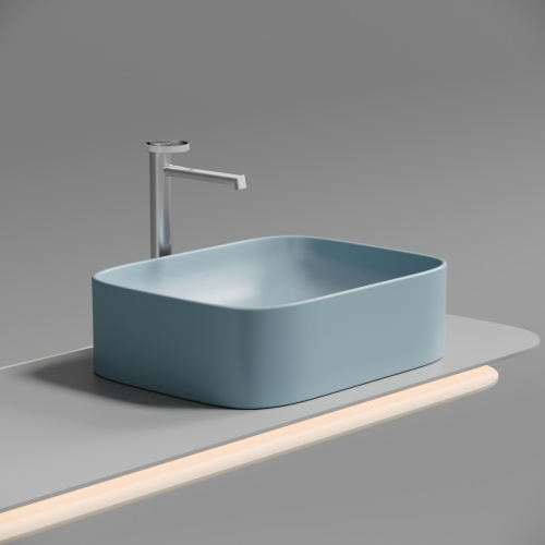 Раковина из сантехнического фарфора Ceramica Nova ELEMENT CN6052ML 50х40 накладная цвет синий без отверстий под смеситель - фото 5